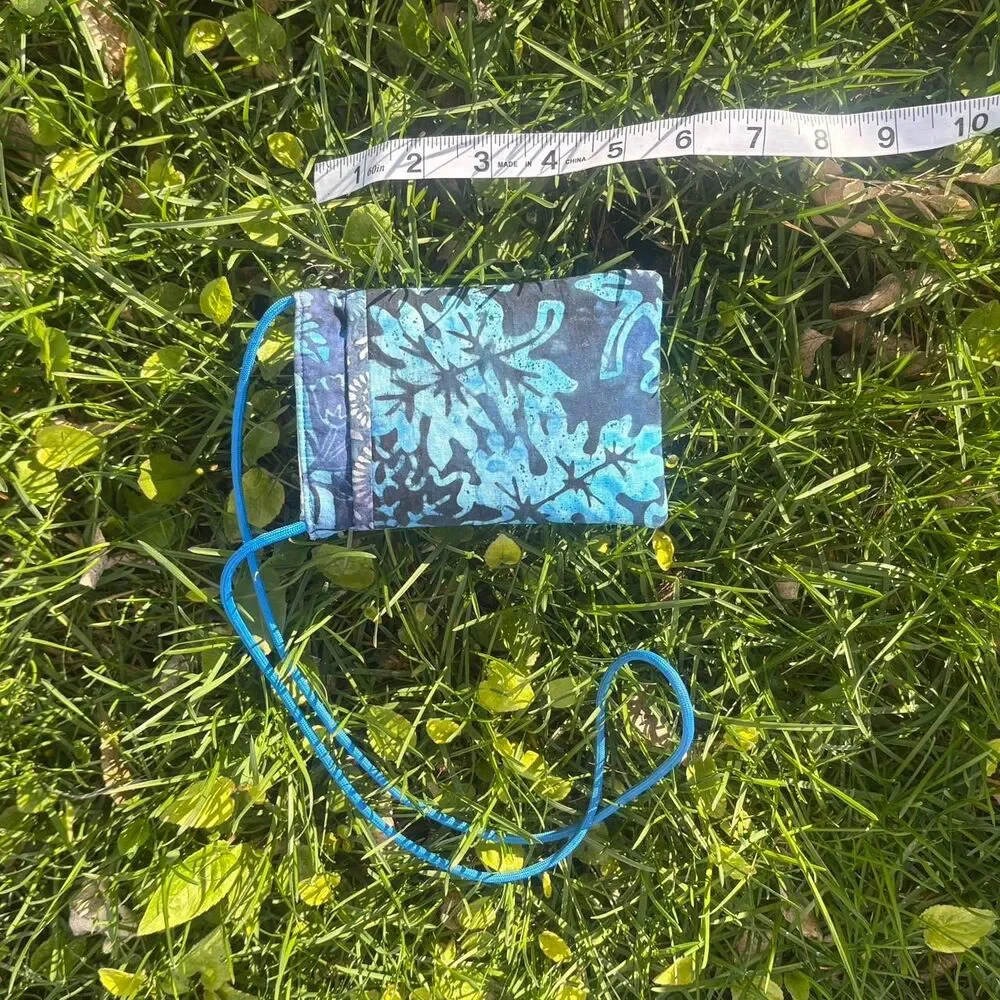 Little blue boho festival batik patterned/dyed bag with strap